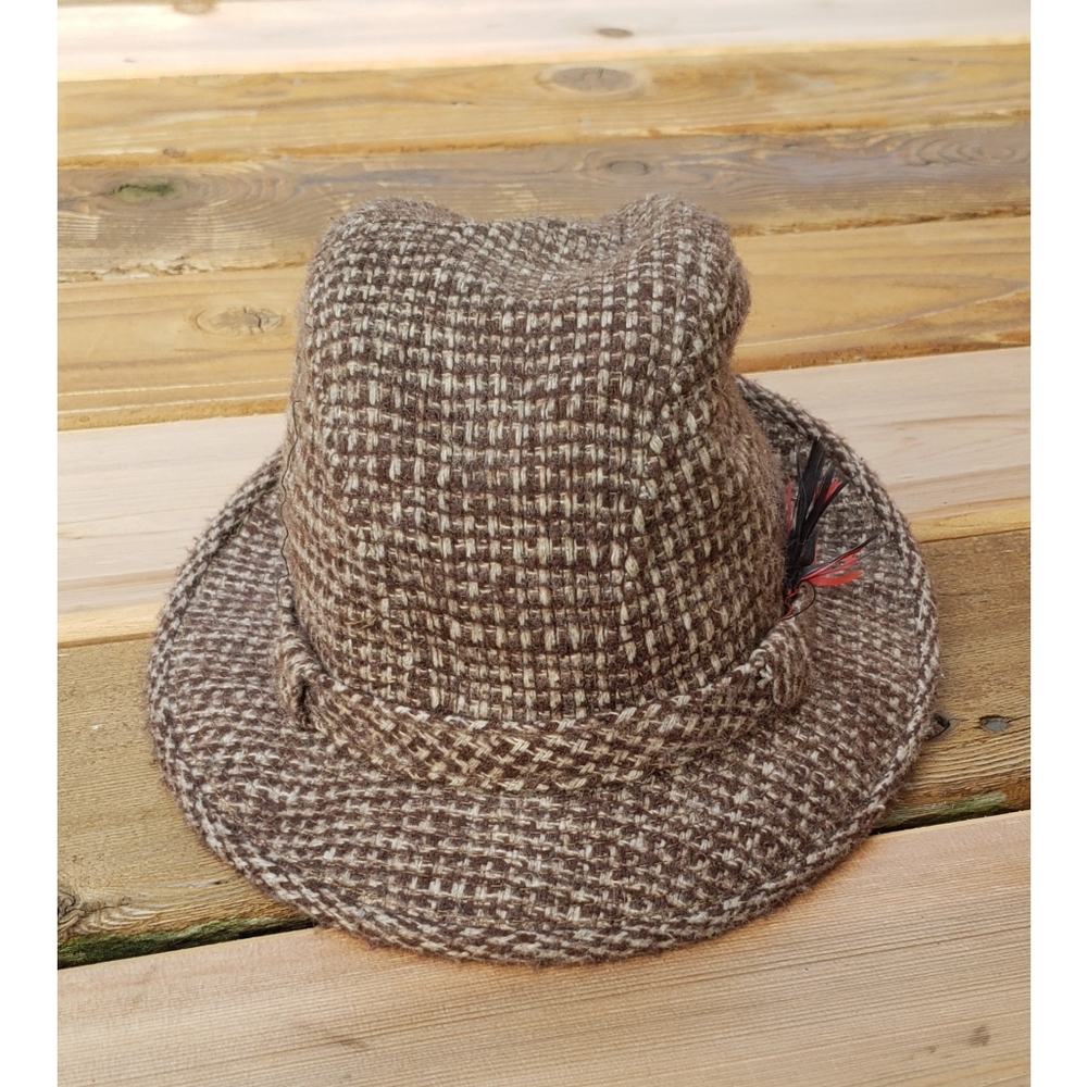 SOLD Wool Tweed Vintage Fedora Hat Fall Style S - Picture 2 of 6
